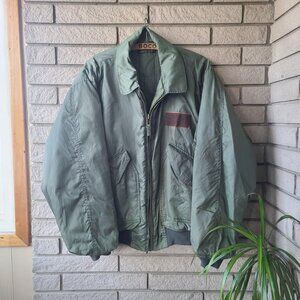 Vintage 'US Military' issue green zip-up flight jacket men's XL